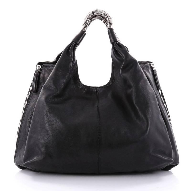 Black  Givenchy Sacca Side Zip Shoulder Bag Leather