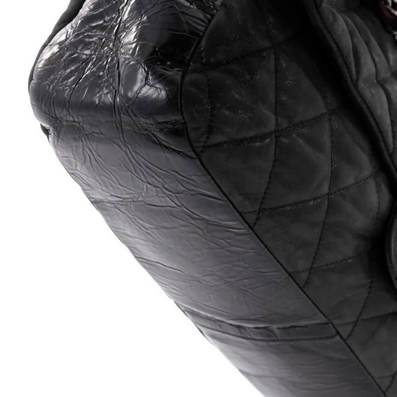 Black Chanel In the Mix Flap Bag Quilted Iridescent Leather Jumbo