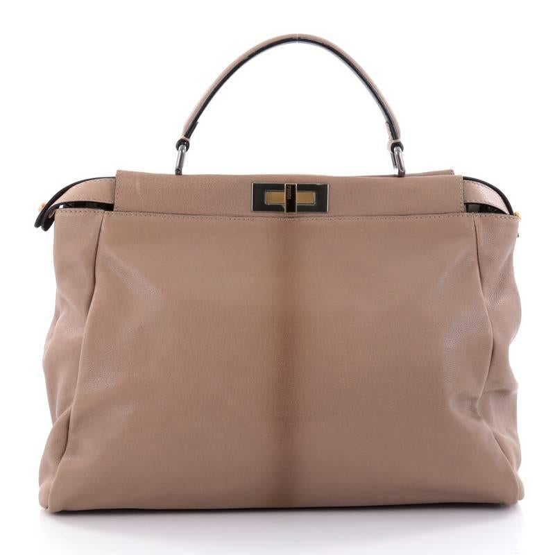 Fendi Peekaboo Handbag Leather with Python Interior Large In Good Condition In NY, NY