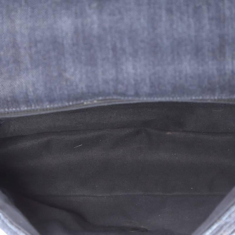 Black Chanel Classic Flap Bag Embroidered Denim Jumbo