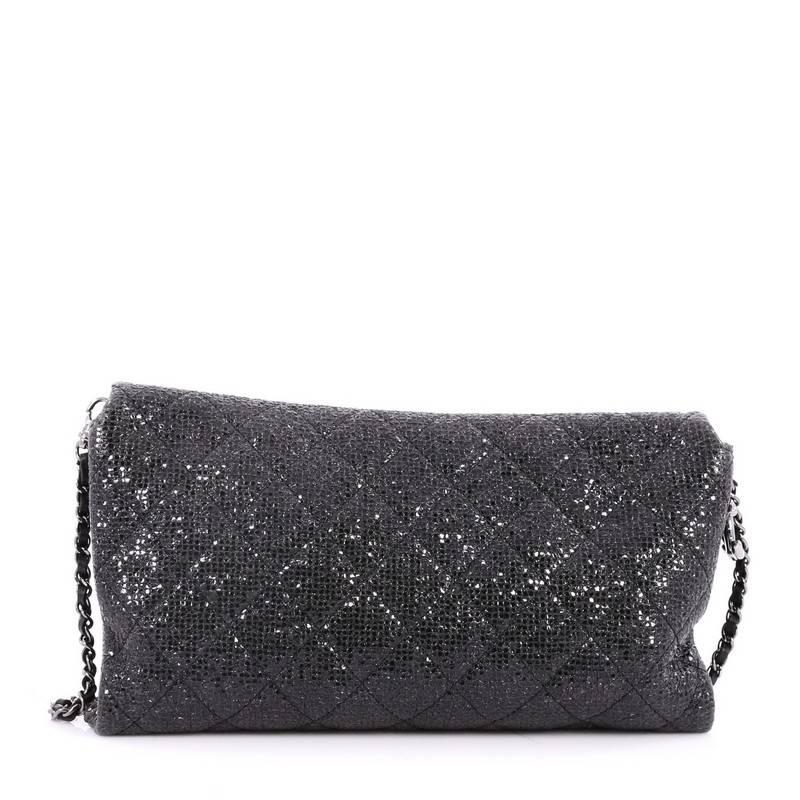 Chanel Chain Clutch Quilted Sequin In Good Condition In NY, NY