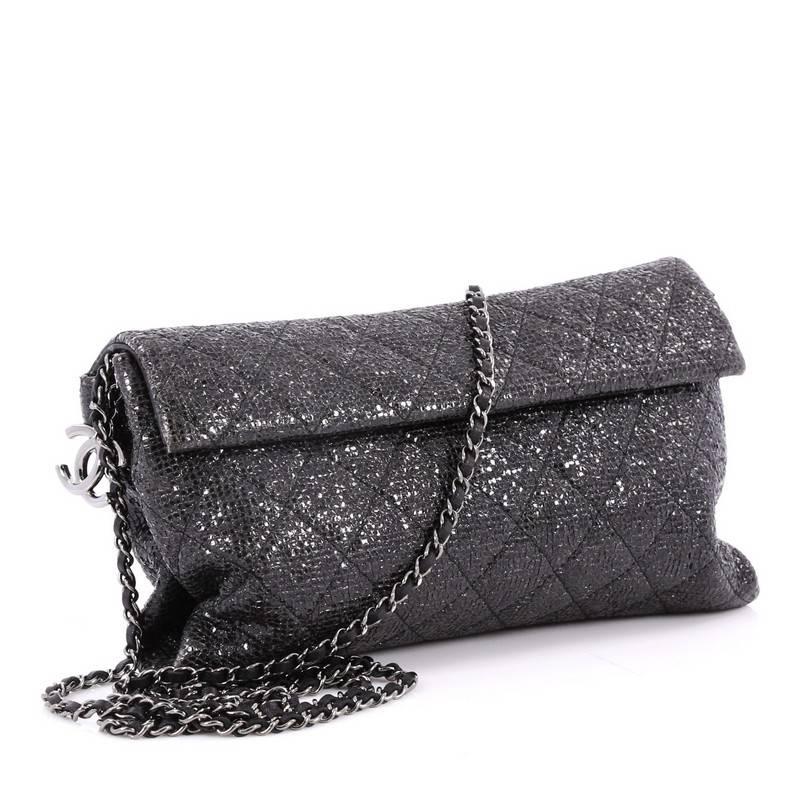 Black Chanel Chain Clutch Quilted Sequin