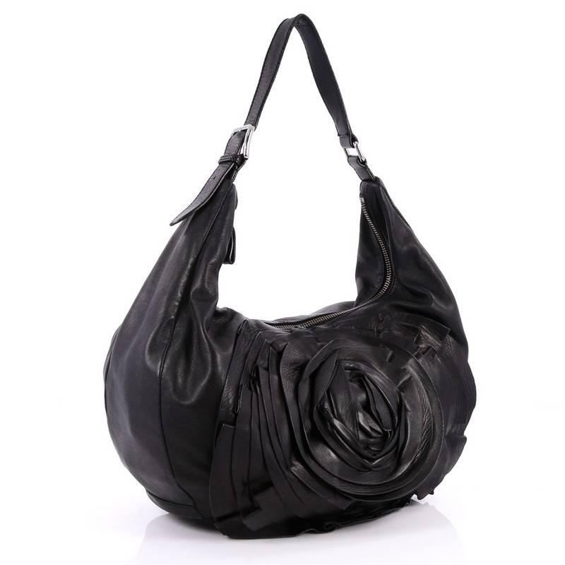 Black Valentino Petale Shoulder Bag Leather
