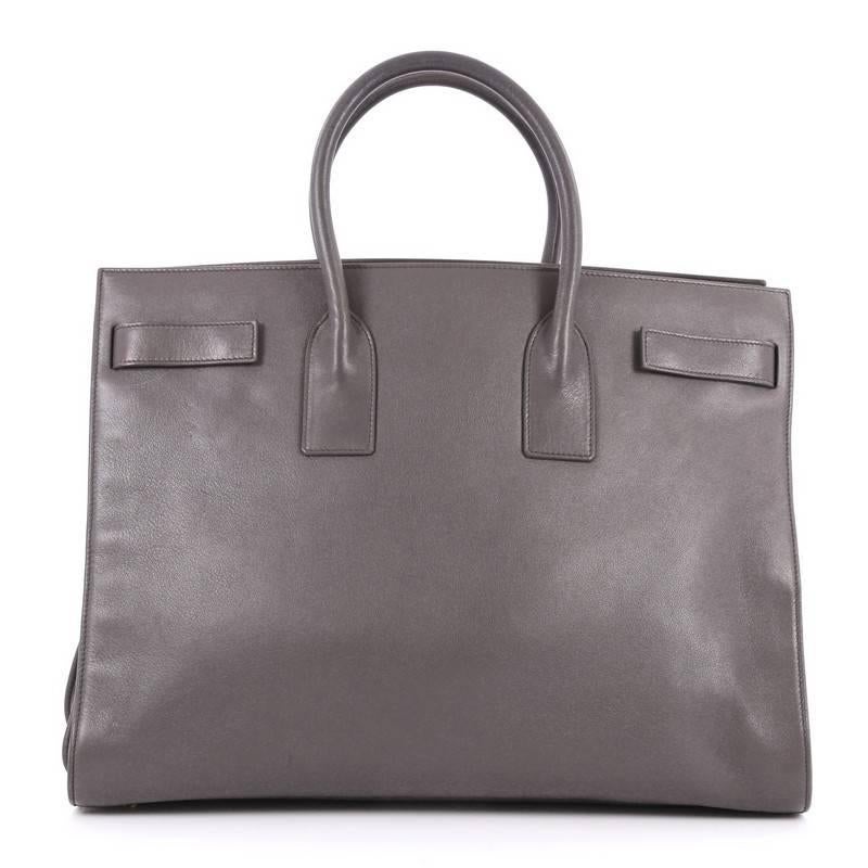 Gray Saint Laurent Sac de Jour Handbag Leather Large