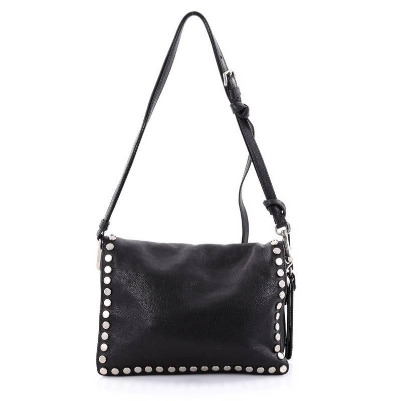 Black Prada Etiquette Shoulder Bag Studded Calfskin