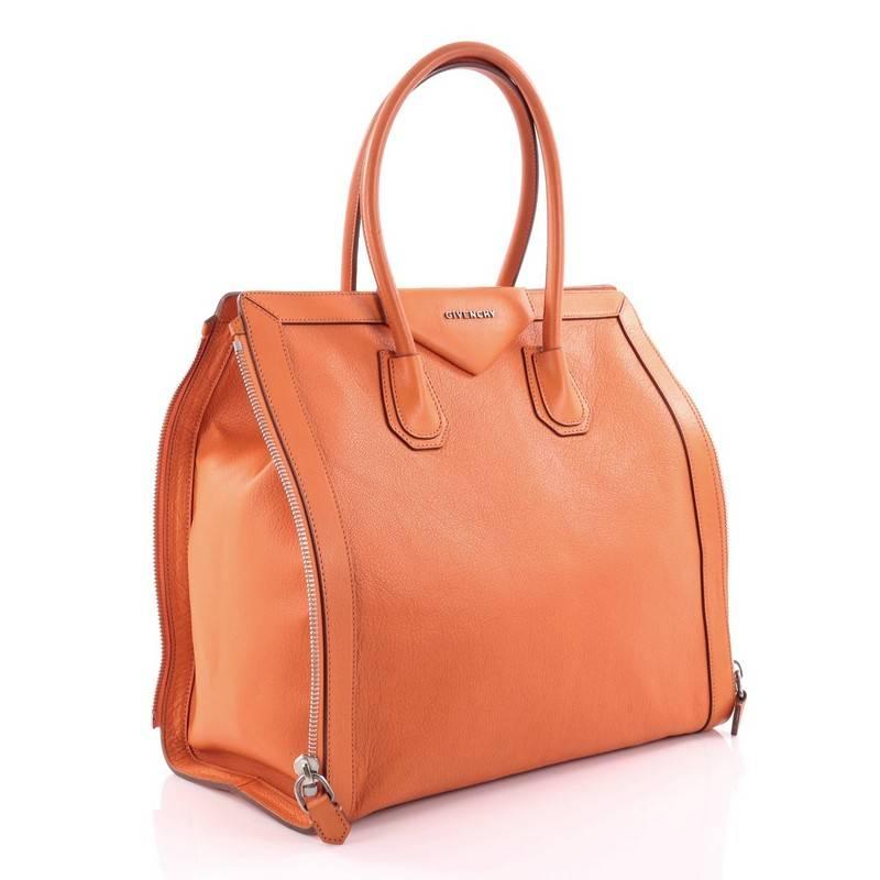 Orange Givenchy Antigona Side Zip Tote Leather Medium