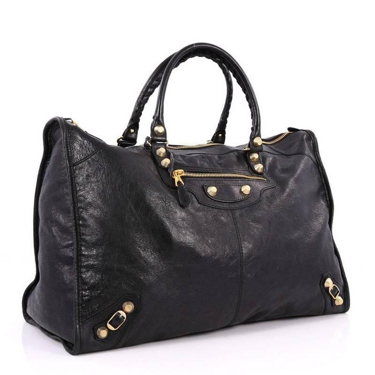 Balenciaga Weekender Giant Studs Handbag Leather at 1stDibs | balenciaga  weekender bag