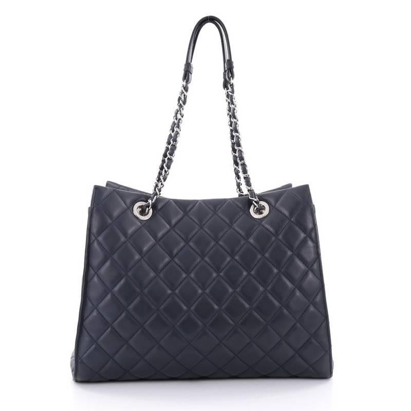 Black Chanel Chic and Soft Shopping Tote Quilted Calfskin Large