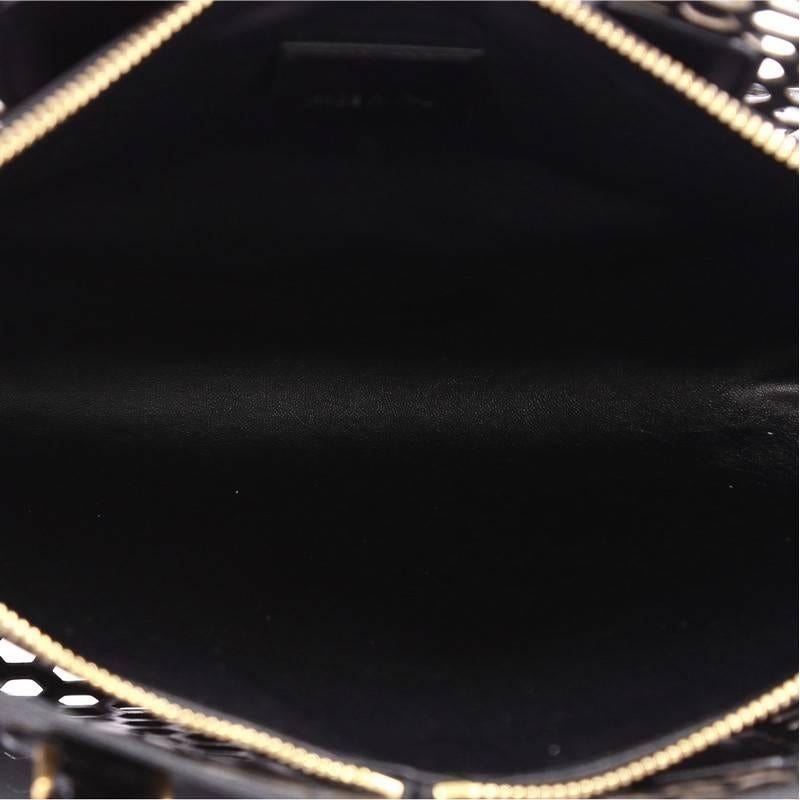 Black Alexander McQueen Heroine Open Tote Honeycomb Patent Leather Large
