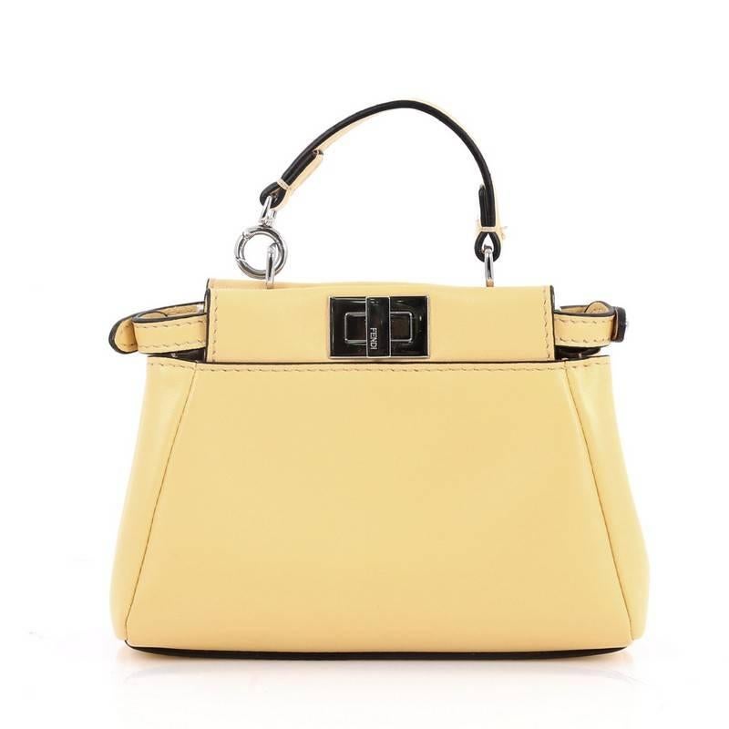 Fendi Peekaboo Handbag Leather Micro In Good Condition In NY, NY