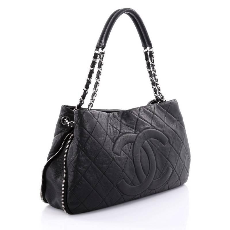 Black Chanel Timeless CC Expandable Tote Quilted Caviar Medium