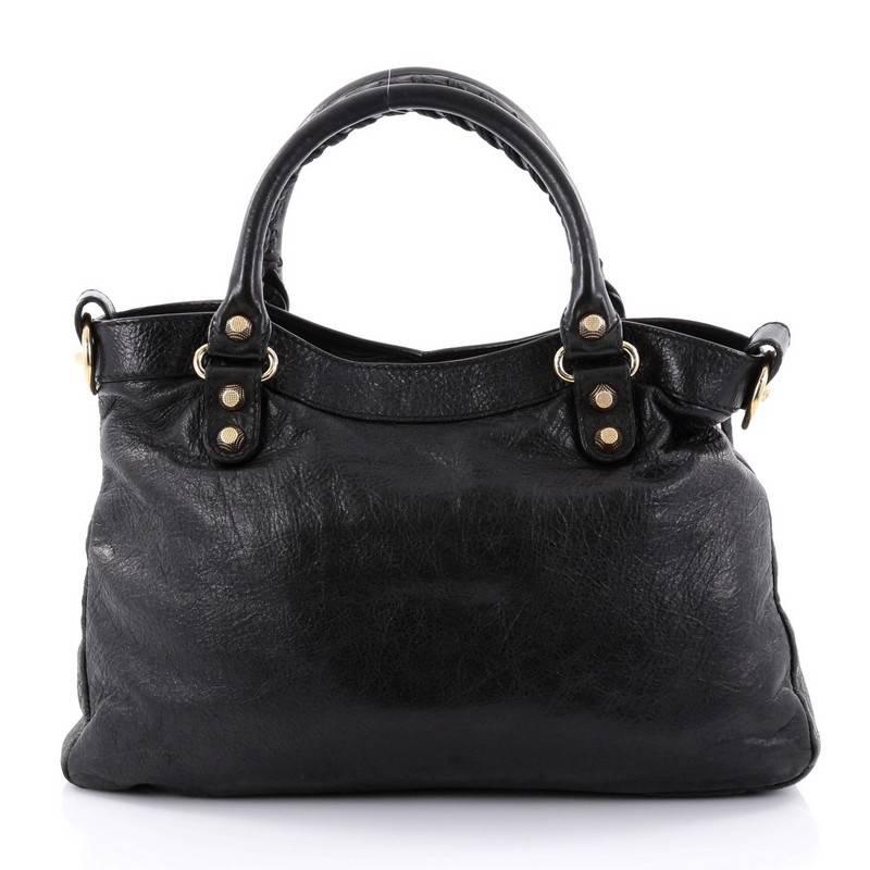 Black Balenciaga Town Giant Studs Handbag Leather