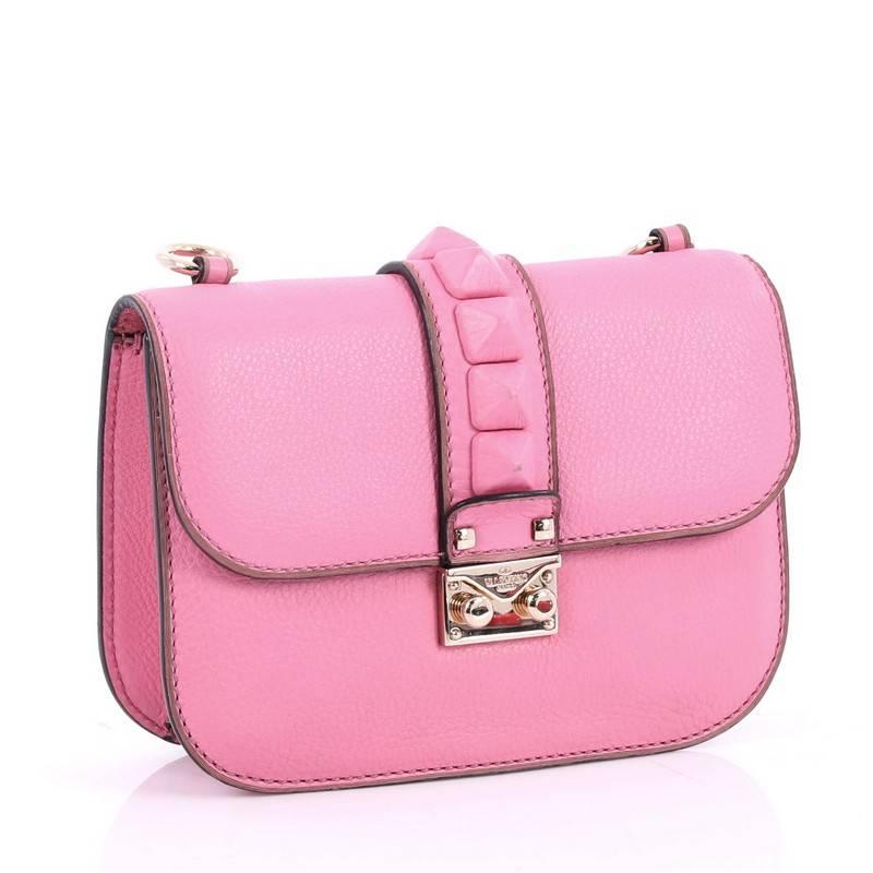 Pink Valentino Glam Lock Shoulder Bag Leather Small