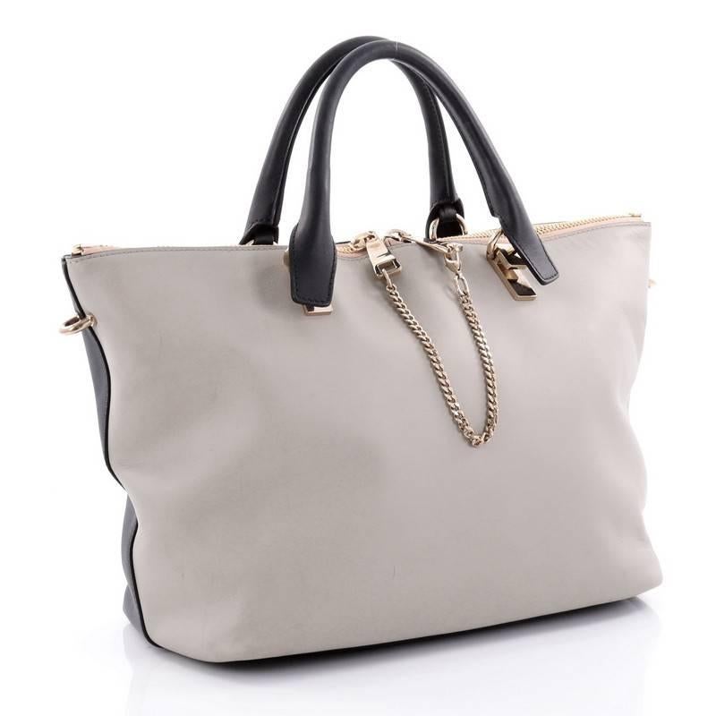 Gray Chloe Bicolor Baylee Satchel Leather Medium