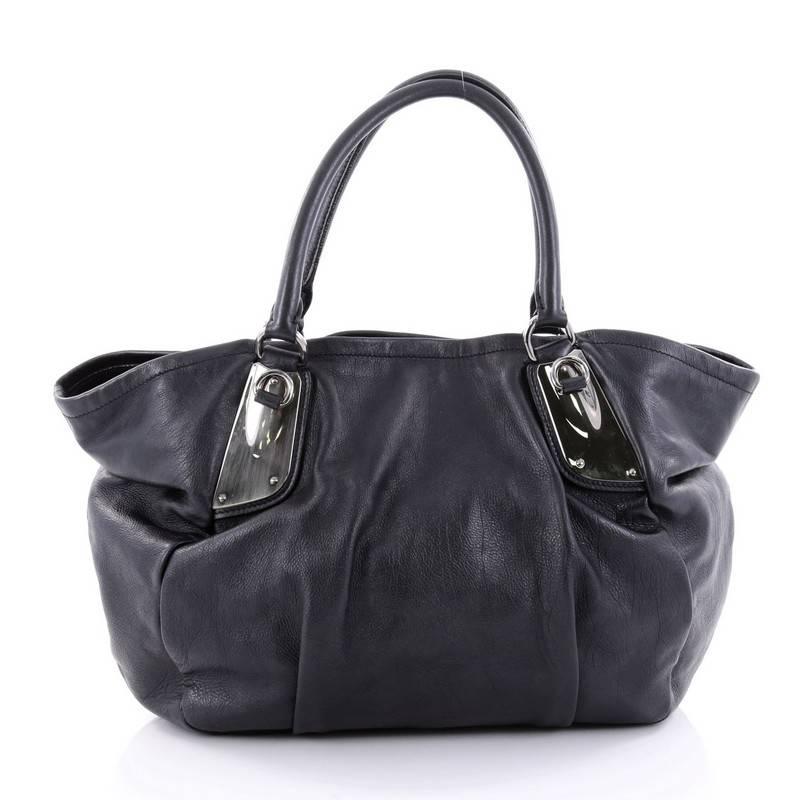 Prada Buckle Tote Glace Calf Large In Good Condition In NY, NY