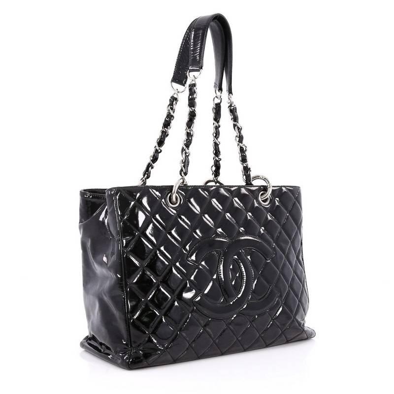 Black Chanel Grand Shopping Tote Quilted Patent