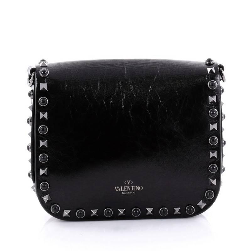 Valentino Rolling Rockstud Crossbody Bag Leather with Cabochons Small In Good Condition In NY, NY