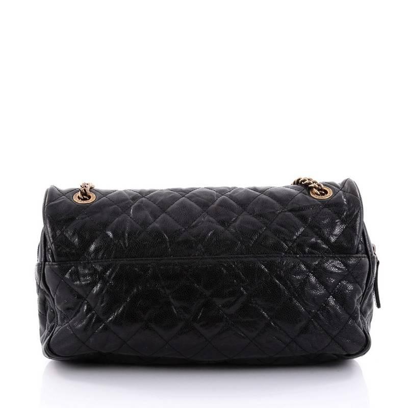 Black Chanel Shiva Flap Bag Quilted Caviar Large