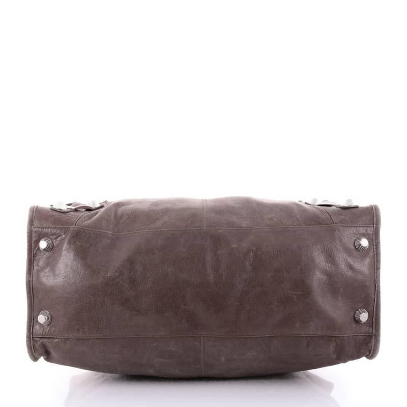 Gray Balenciaga Weekender Giant Studs Handbag Leather