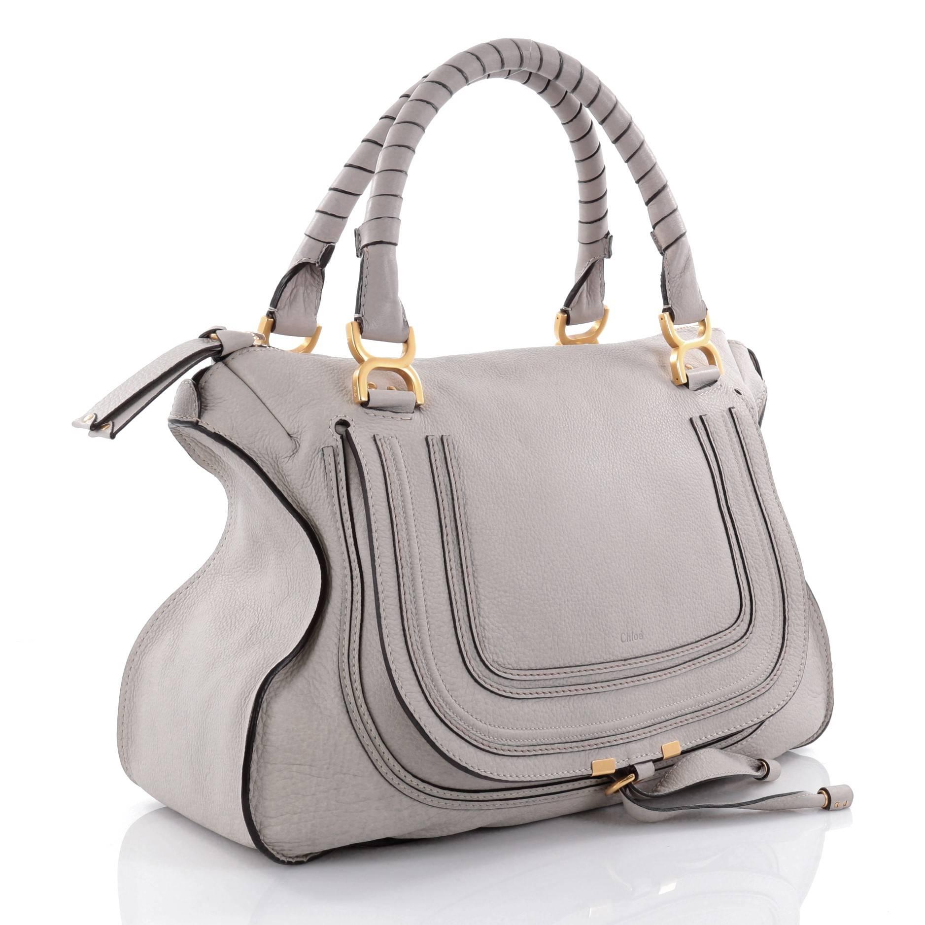 Gray Chloe Marcie Shoulder Bag Leather Large