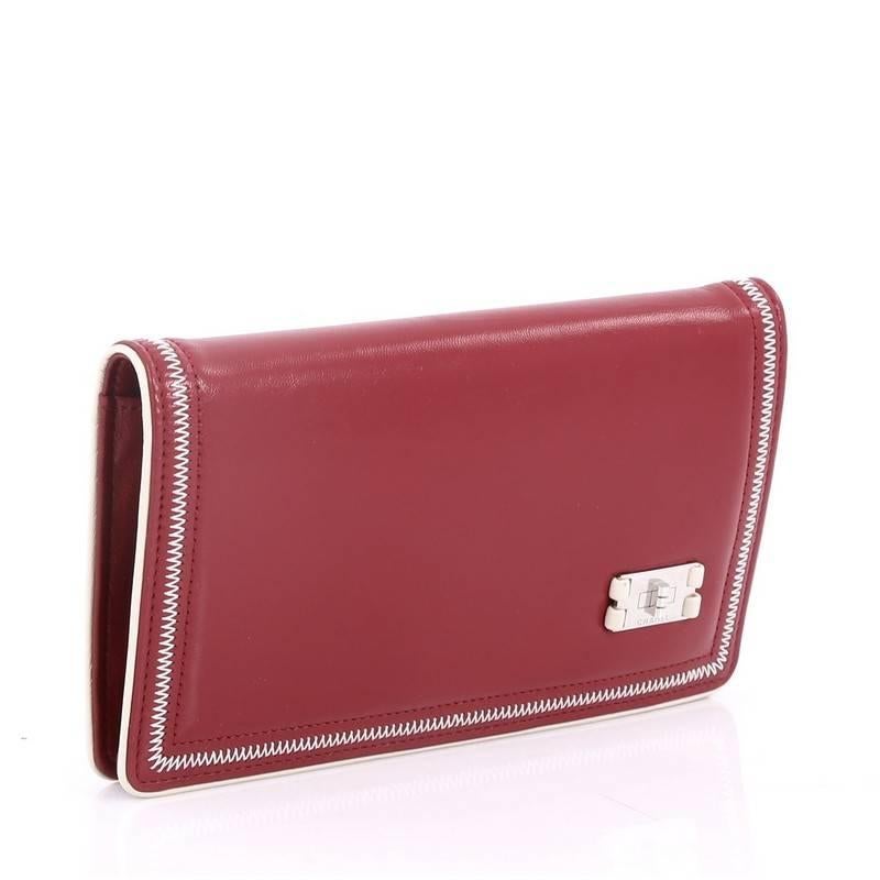 Red Chanel Mademoiselle Lock Yen Wallet Lambskin