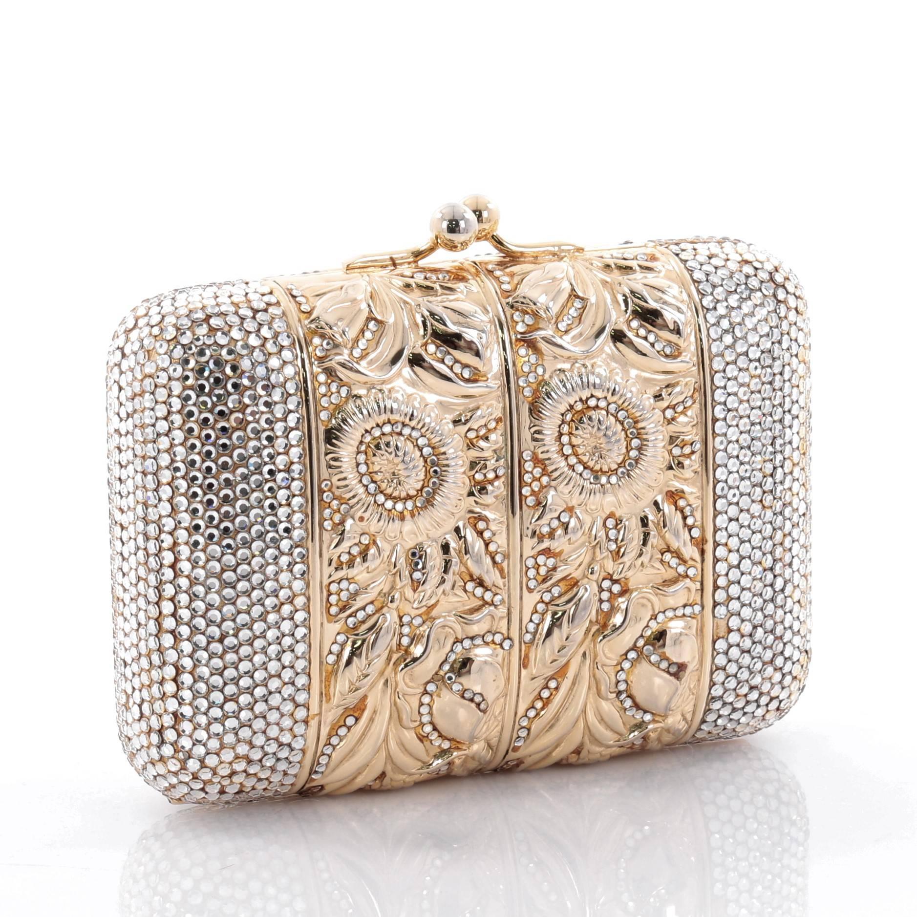 Beige Judith Leiber Minaudiere Crystal Medium