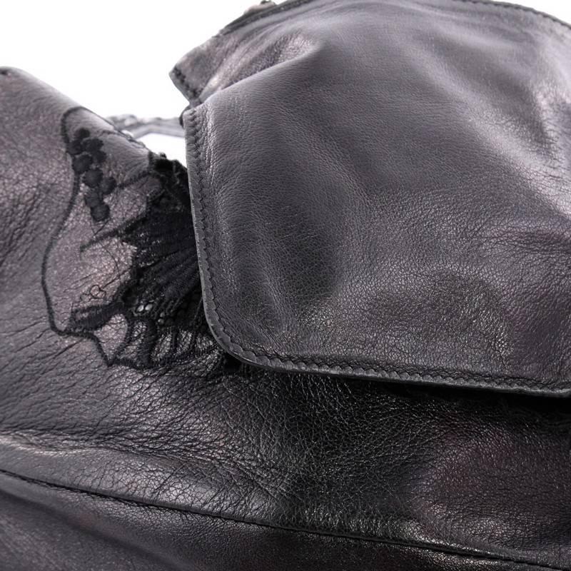 Black Valentino 360 Bow Hobo Leather Lace Large