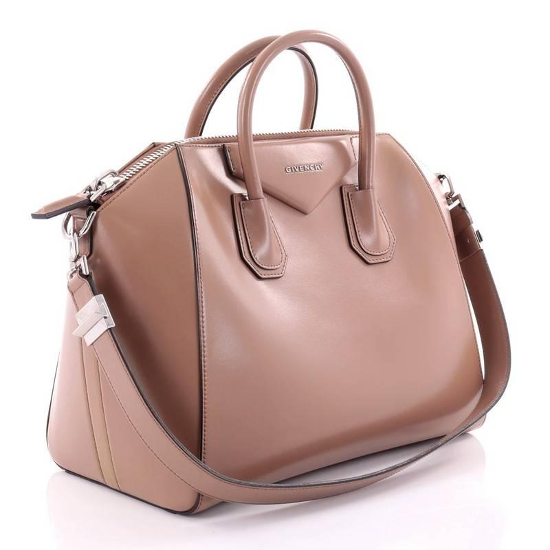Brown Givenchy Antigona Bag Glazed Leather Medium