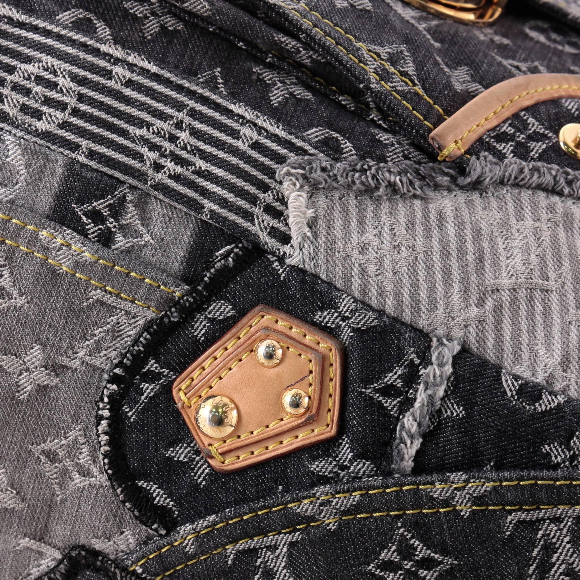 Gray Louis Vuitton Limited Edition Patchwork Bowly Handbag Denim