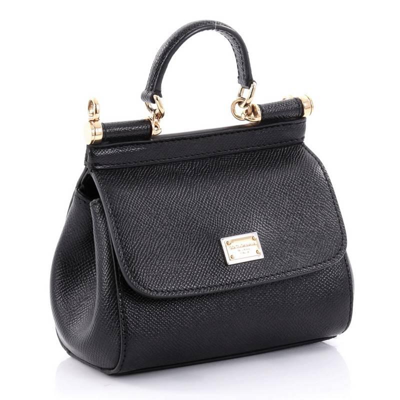 Black Dolce & Gabbana Miss Sicily Handbag Leather Mini