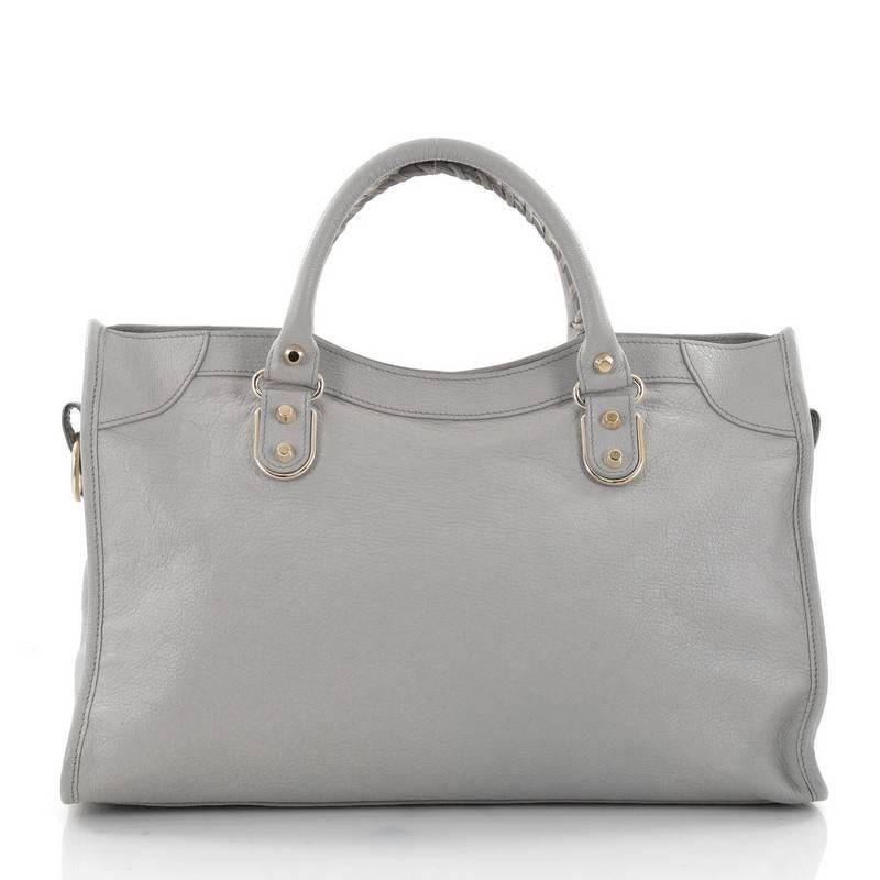 Balenciaga City Classic Metallic Edge Handbag Leather Medium In Good Condition In NY, NY