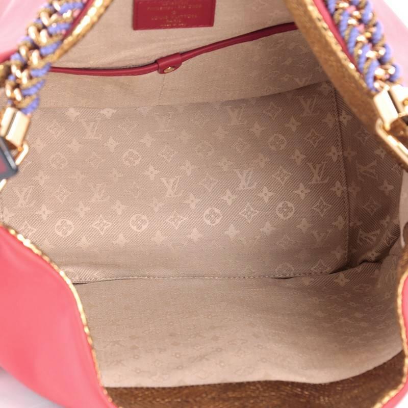 Red Louis Vuitton Limited Edition Flight Safari Handbag Calfskin and Leopard Chenill