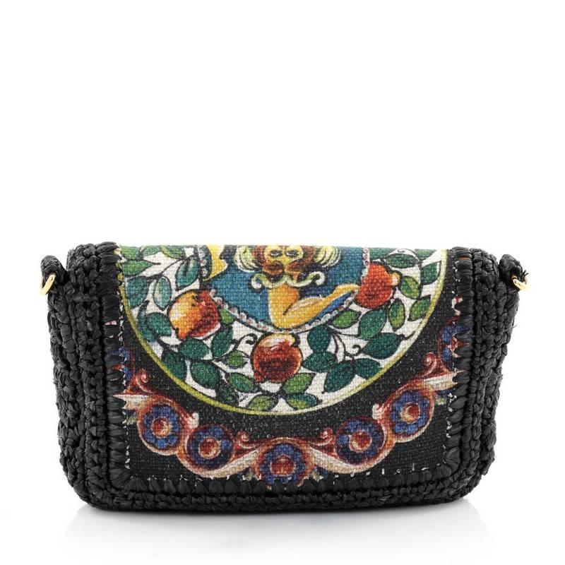 Dolce & Gabbana Miss Dolce Shoulder Bag Raffia and Leather Small In Good Condition In NY, NY