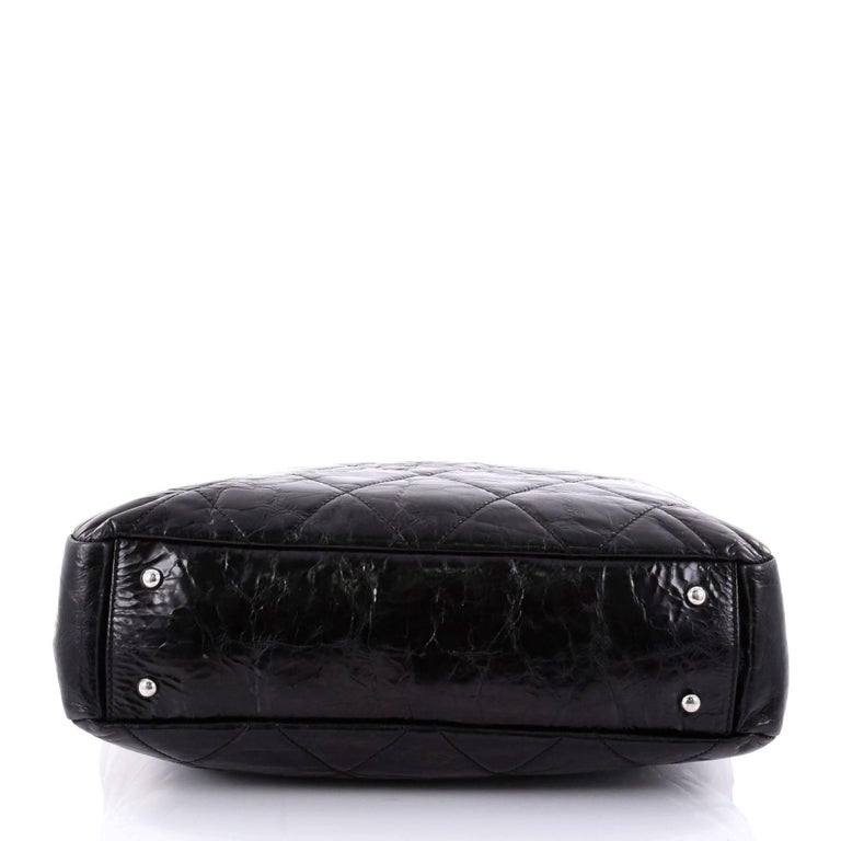 Chanel Classic Flap Supermodel Flat Top Super Rare Quilted Black Patent Leather Crossbody Bag