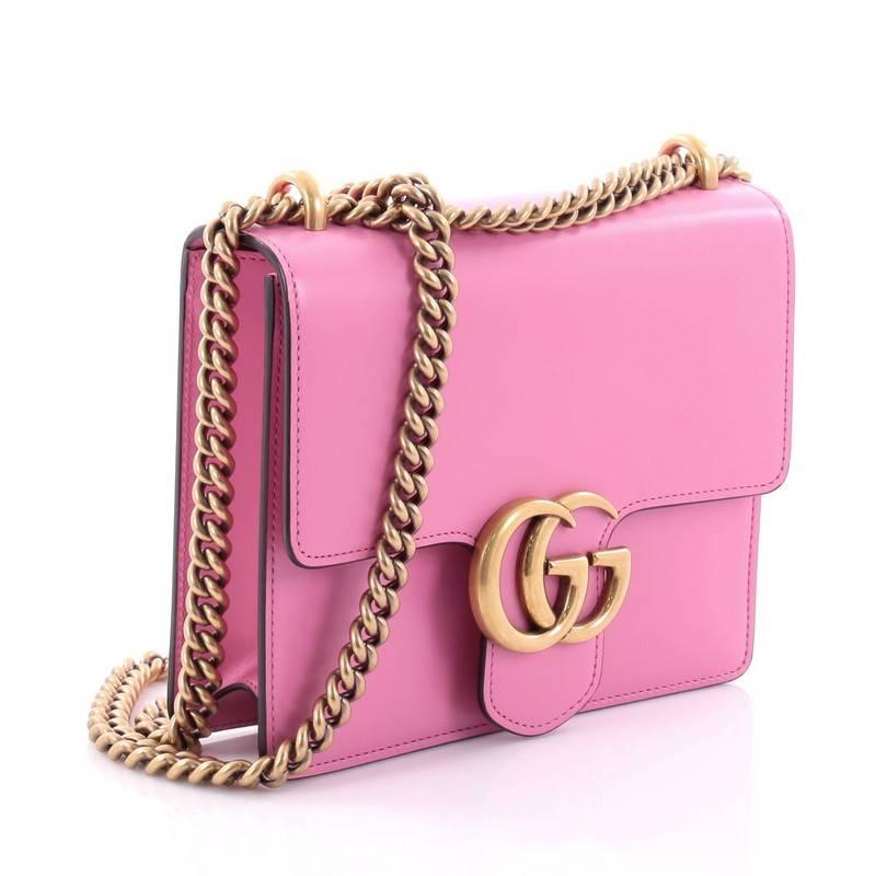 Pink Gucci Marmont Chain Shoulder Bag Leather Small