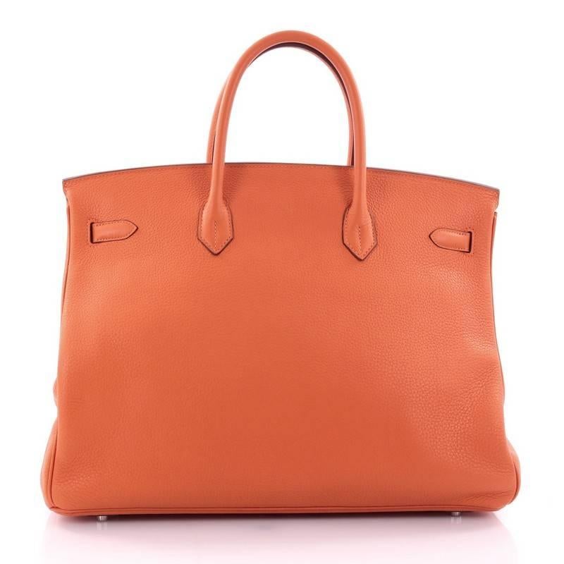 Women's Hermes Birkin Handbag Orange Clemence with Palladium Hardware 40