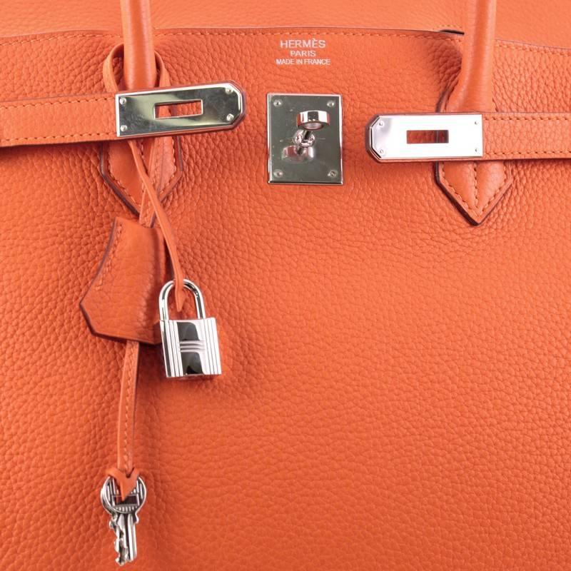 Hermes Birkin Handbag Orange Clemence with Palladium Hardware 40 2