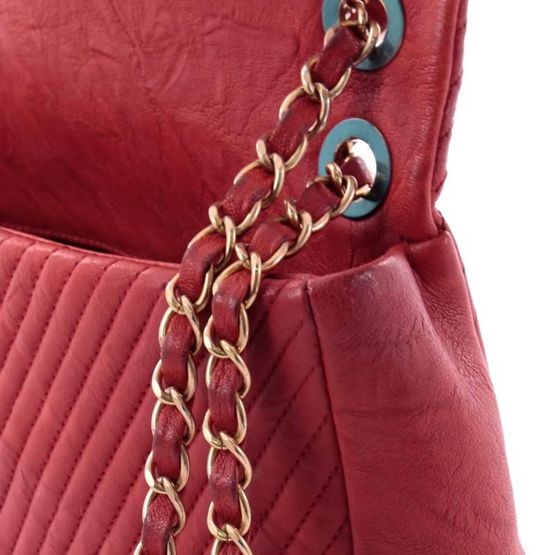 Chanel Medallion Charm Flap Bag Chevron Wrinkled Lambskin Medium 3