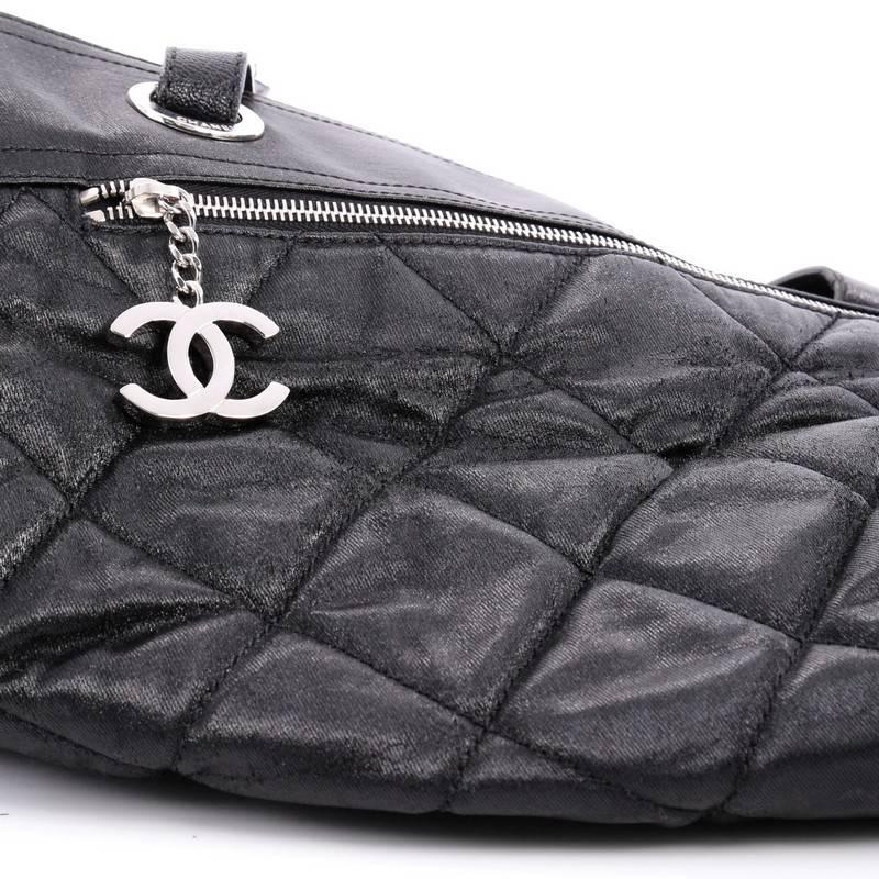 Black Chanel Biarritz Tote Quilted Coated Canvas XL