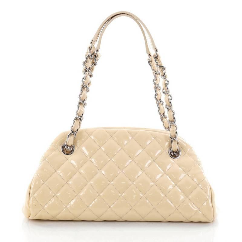Chanel Just Mademoiselle Handbag Quilted Patent Small In Good Condition In NY, NY