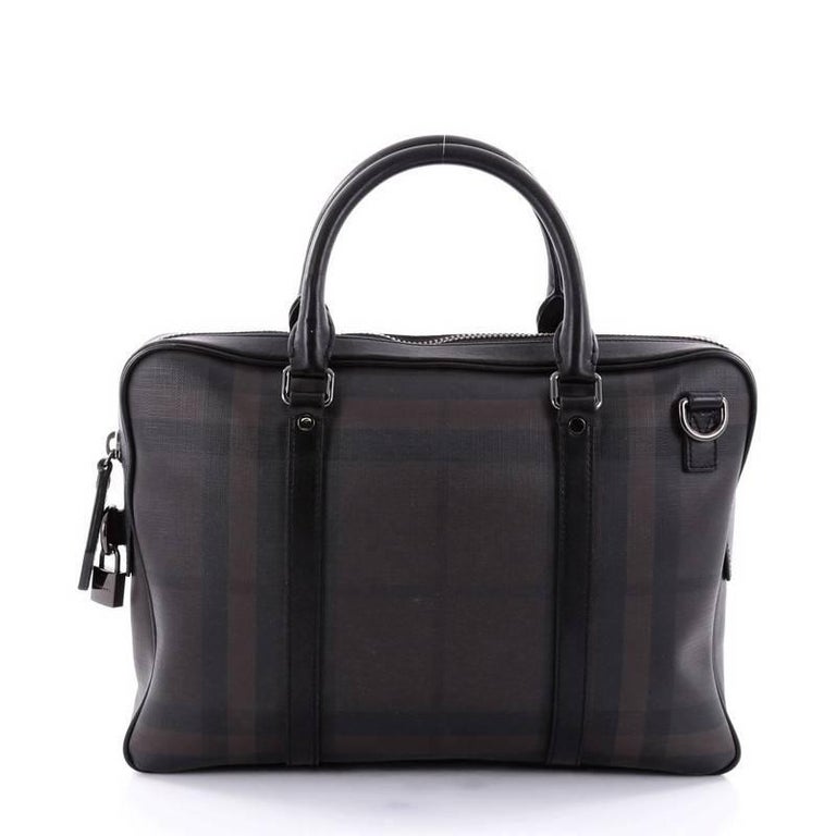 Burberry Newburg Briefcase Smoked Check Coated Canvas Medium at 1stDibs
