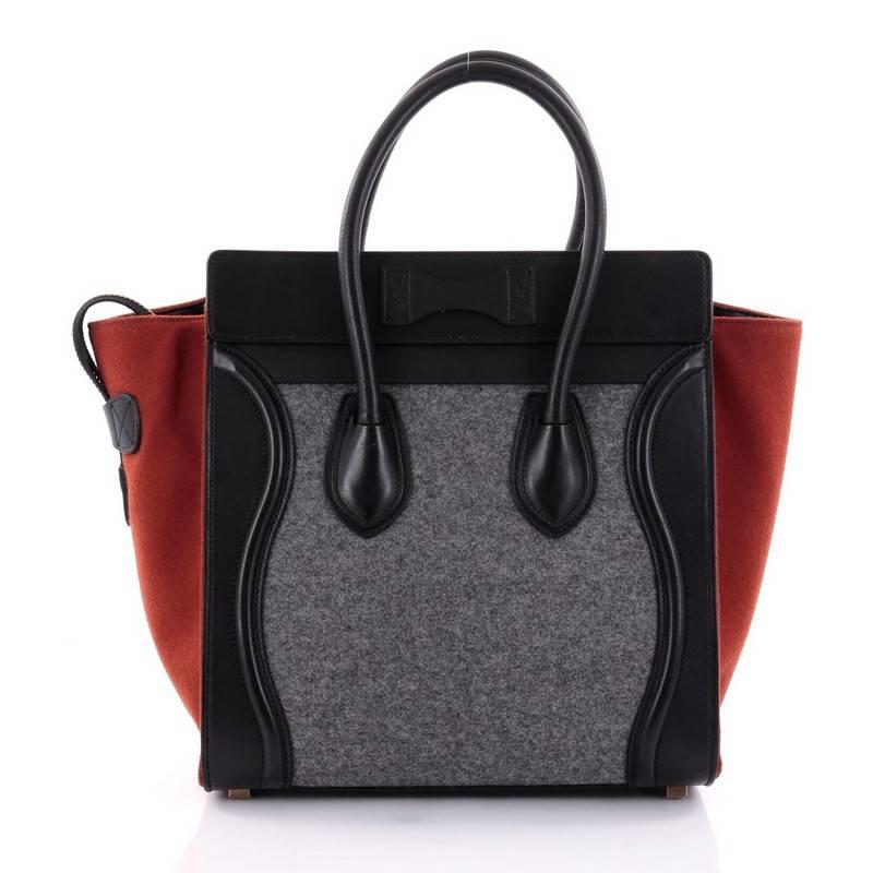 Celine Tricolor Luggage Handbag Felt Micro In Good Condition In NY, NY