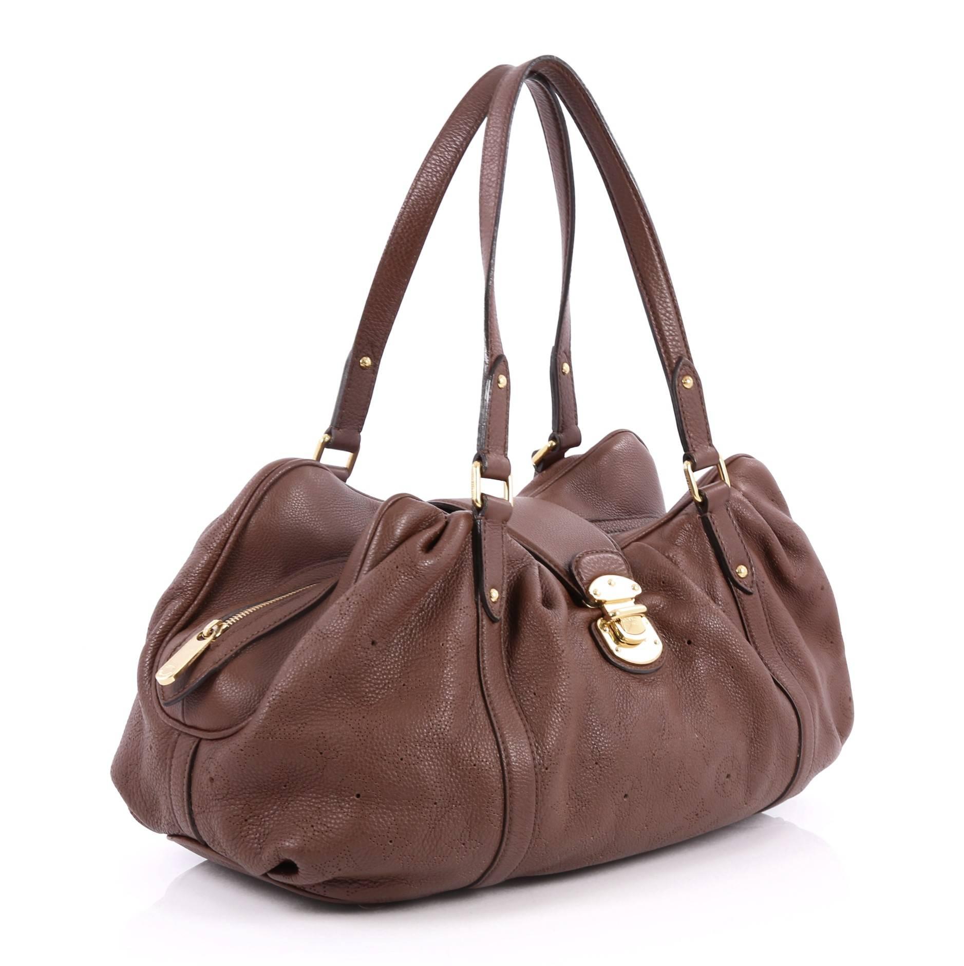 Brown Louis Vuitton Lunar Handbag Mahina Leather GM