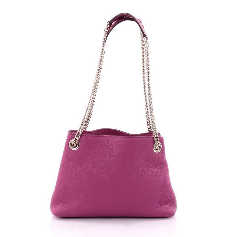 Pink Gucci Soho Chain Strap Shoulder Bag Leather Mini