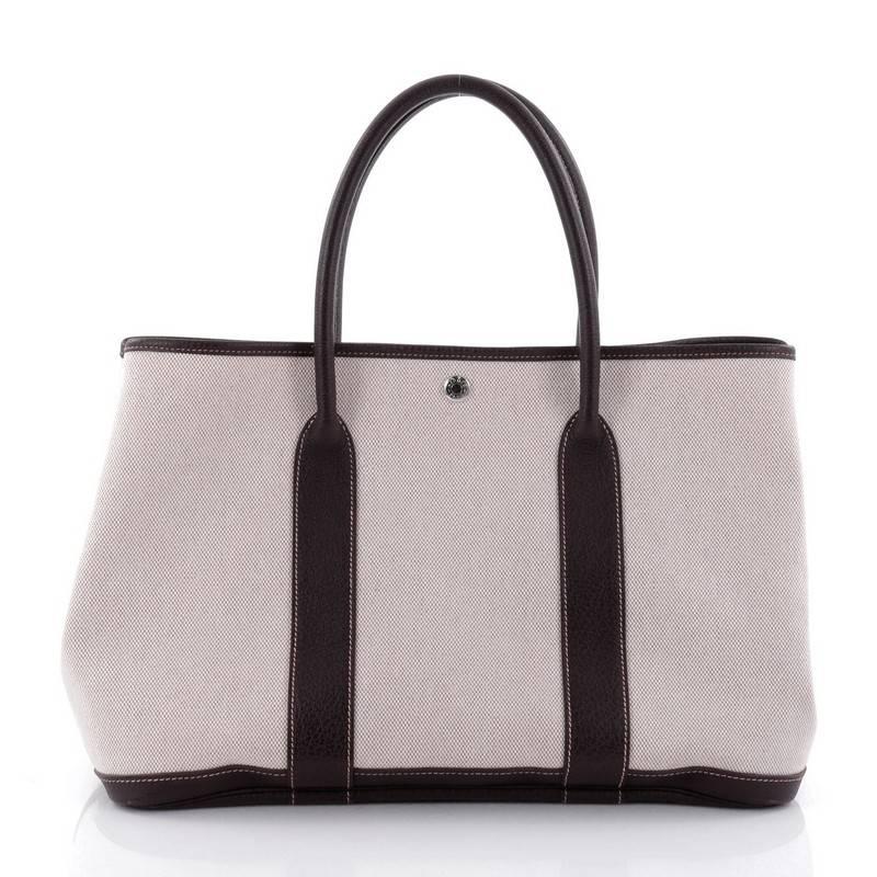 Gray Hermes Garden Party Tote Toile and Leather 30