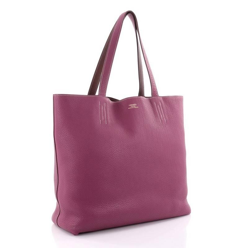 Pink Hermes Double Sens Tote Clemence 45