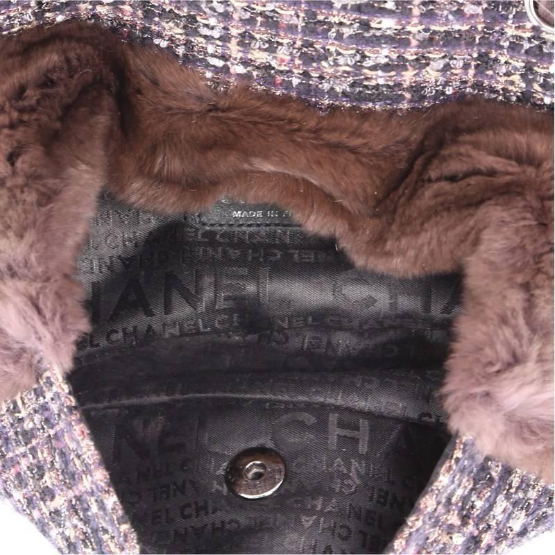 Black Chanel Fantasy Flap Bag Fur and Tweed Small