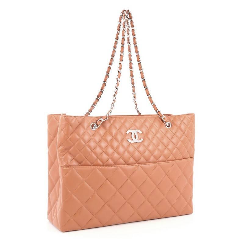 Orange Chanel In The Business Tote Quilted Lambskin Large