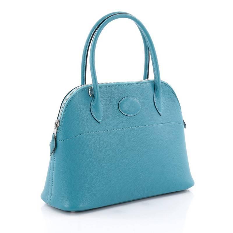 Blue Hermes Bolide Handbag Chevre Mysore 27