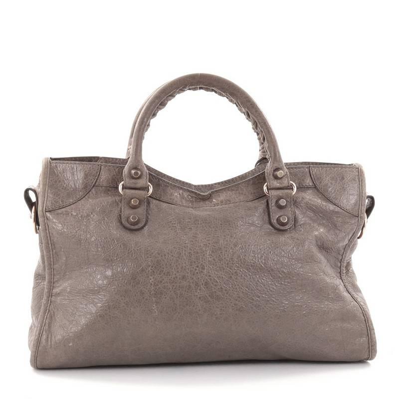 Gray Balenciaga City Giant Studs Handbag Leather Medium